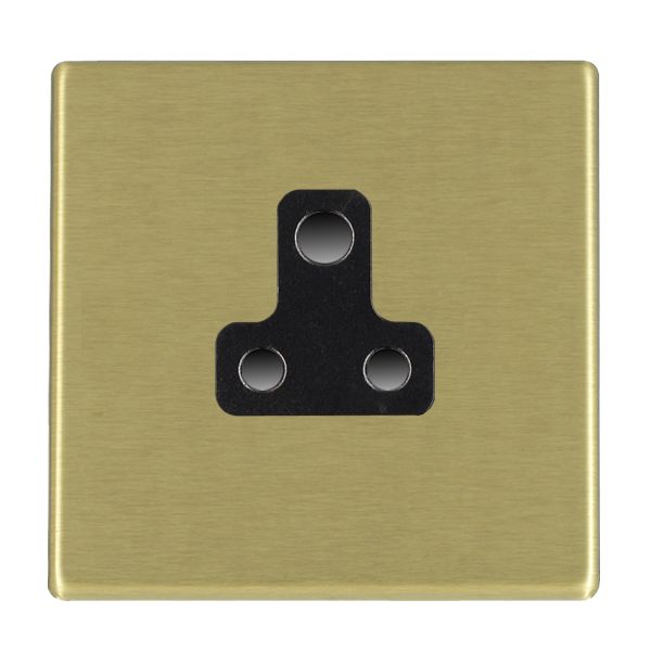 Hartland G2 7G22US5B 1 gang 5A Unswitched Socket Satin Brass with Black Inserts