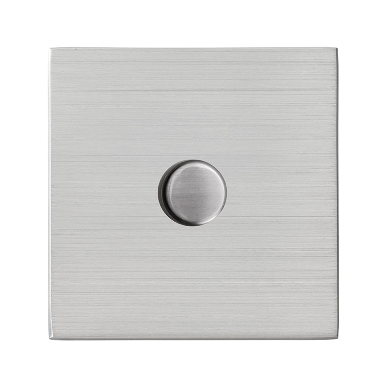 Hartland G2 7G241XLEDITB100 1 gang 100W LED Trailing/Leading Edge Push On/Off Rotary 2 Way Switching Dimmer Satin Steel with Satin Steel Inserts