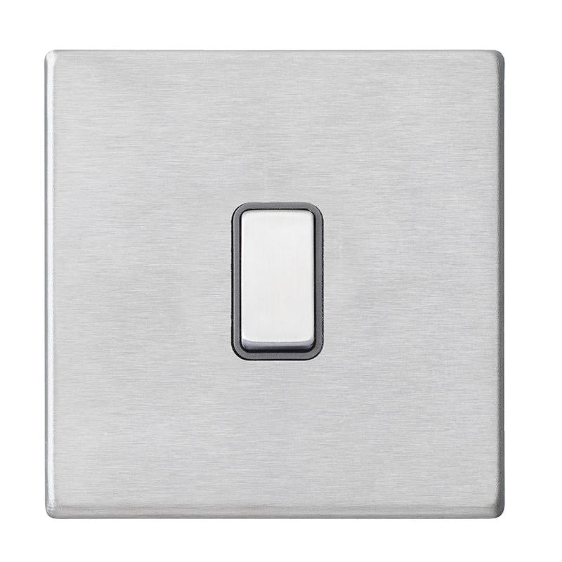 Hartland G2 7G24RRTSS-QG 1 gang 10AX Push To Make Retractive Rocker Satin Steel with Satin Steel/Quartz Grey Inserts