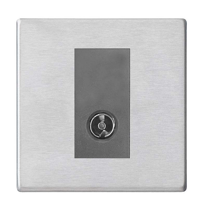Hartland G2 7G24TVQG 1 gang Non-Isolated TV 1in/1out Satin Steel with Quartz Grey Inserts