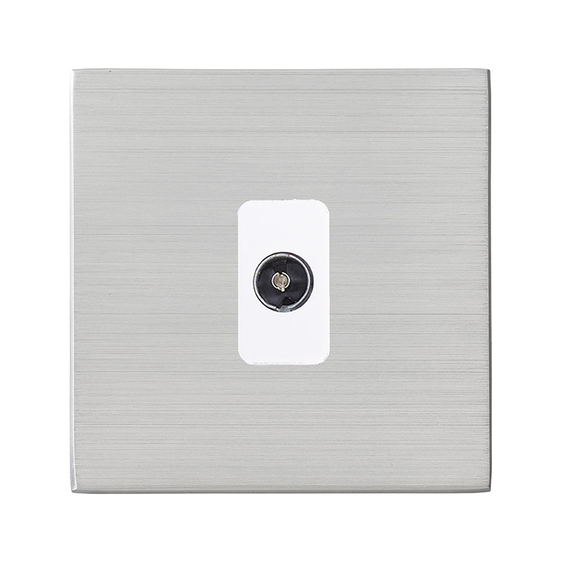 Hartland G2 7G24TVW 1 gang Non-Isolated TV 1in/1out Satin Steel with White Inserts
