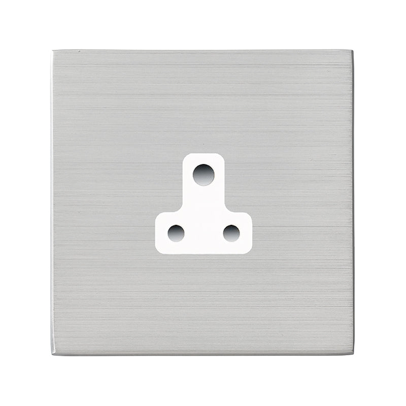 Hartland G2 7G24US5W 1 gang 5A Unswitched Socket Satin Steel with White Inserts