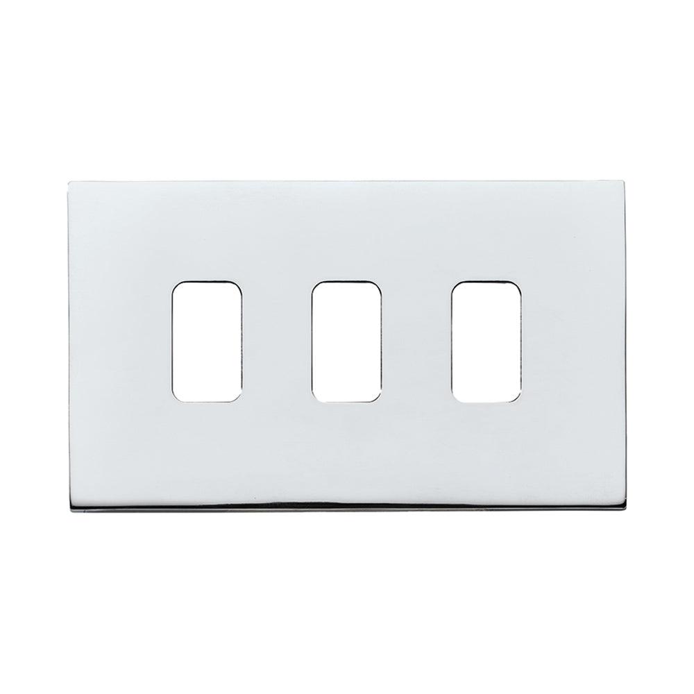 Hartland G2 7G273MFL 3 Module Front Loading Aperture Plate with Grid and Gasket Bright Chrome