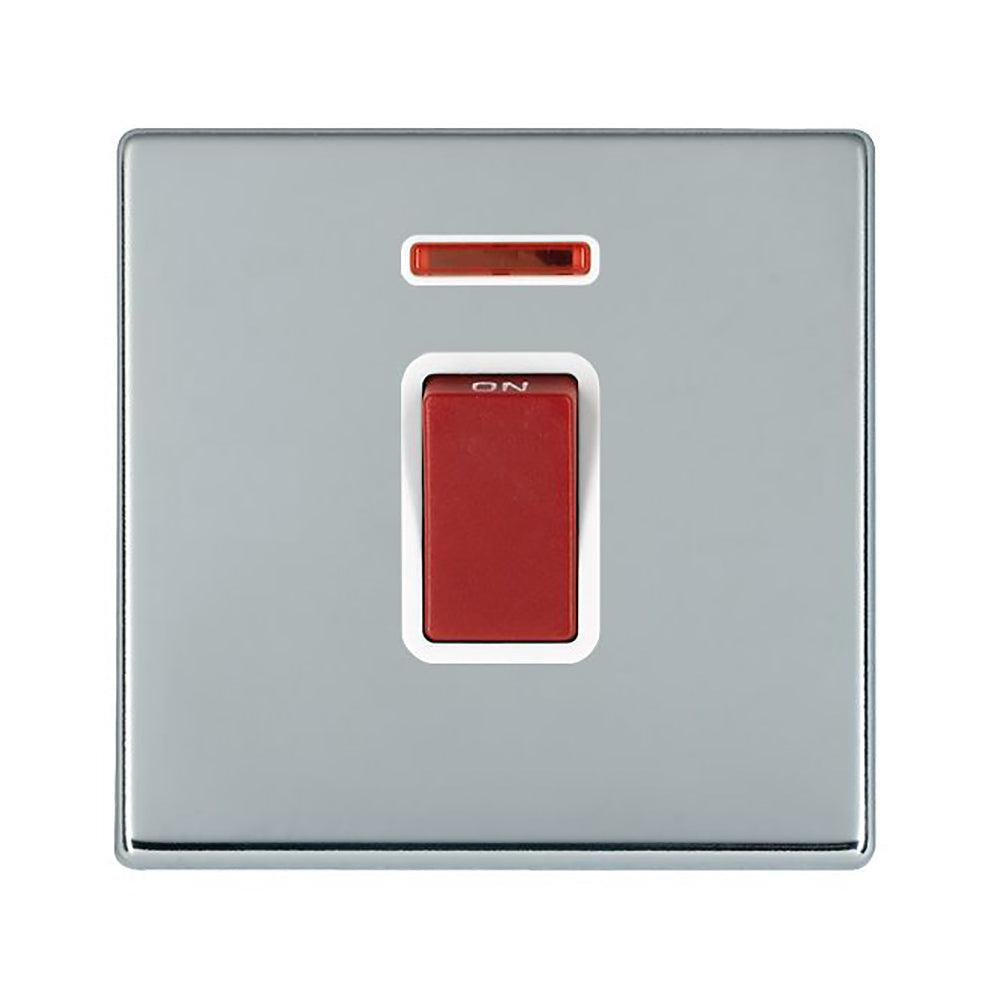 Hartland G2 7G2745NW 1 gang 45A Double Pole Red Rocker + Neon Bright Chrome with Red/White Inserts