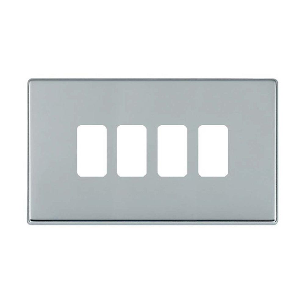 Hartland G2 7G274MFL 4 Module Front Loading Aperture Plate with Grid and Gasket Bright Chrome