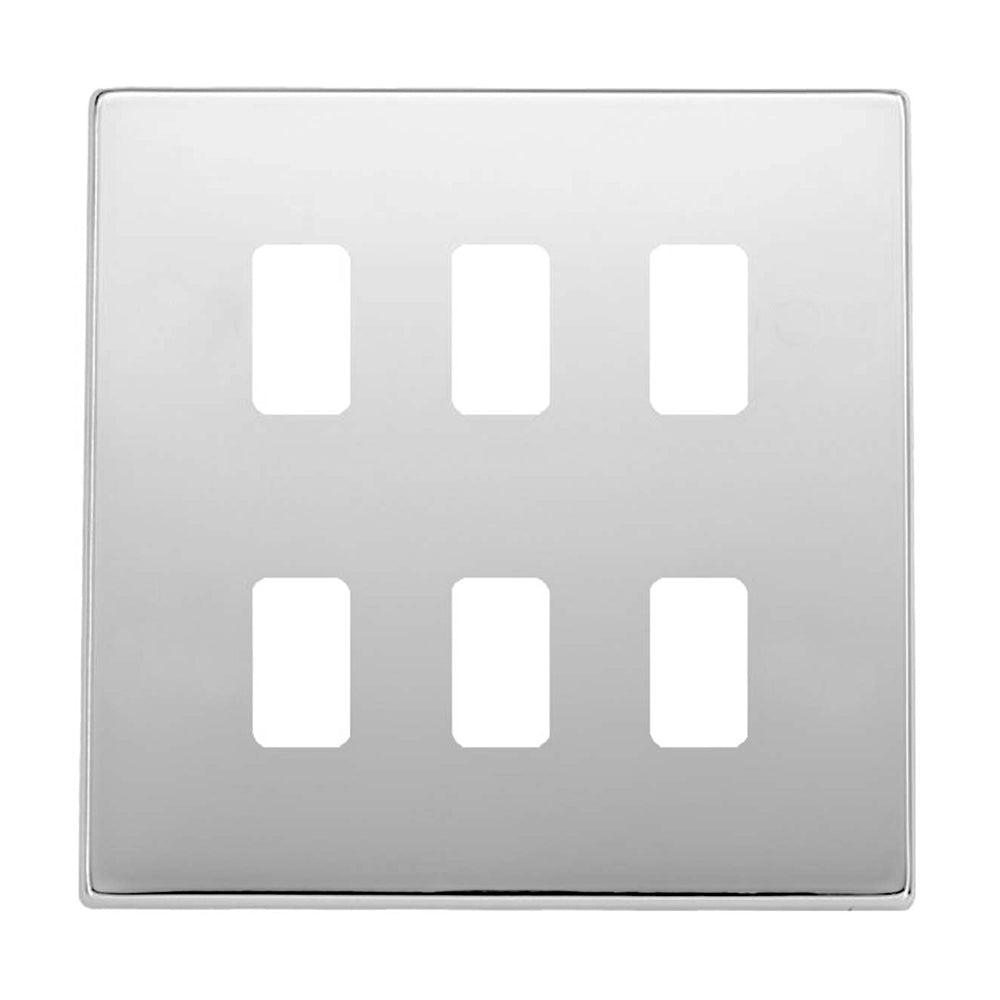 Hartland G2 7G276MFL 6 Module Front Loading Aperture Plate with Grid and Gasket Bright Chrome