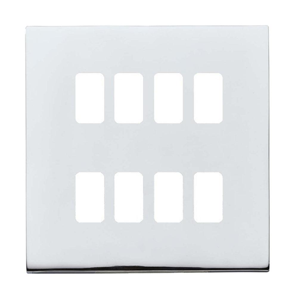Hartland G2 7G278MFL 8 Module Front Loading Aperture Plate with Grid and Gasket Bright Chrome