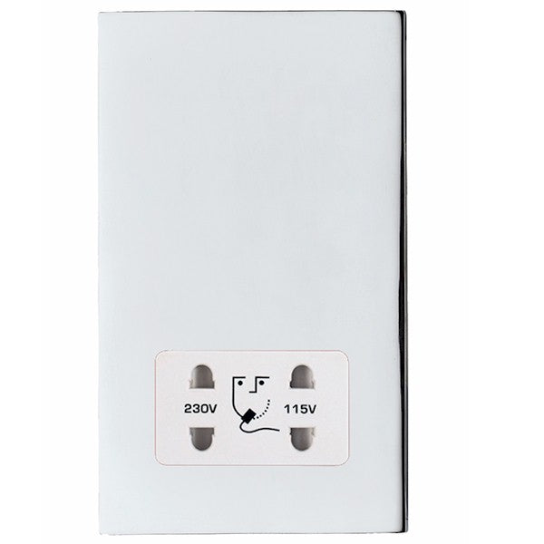 Hartland G2 7G27SHSW Shaver Dual Voltage Unswitched Socket (Vertically Mounted) Bright Chrome with White Inserts