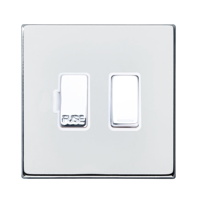Hartland G2 7G27SPBC-W 1 gang 13A Double Pole Fused Spur Bright Chrome with Bright Chrome/White Inserts
