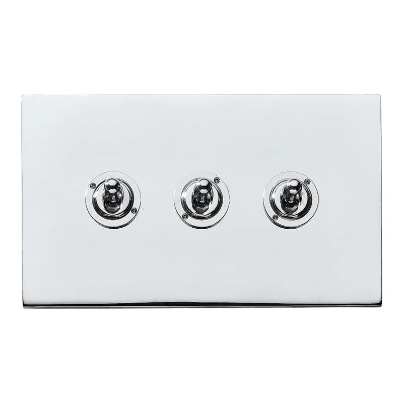 Hartland G2 7G27T23 3 gang 20AX 2 Way FL Toggle Bright Chrome with Bright Chrome Inserts