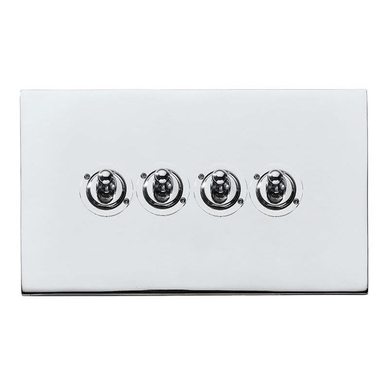 Hartland G2 7G27T24 4 gang 20AX 2 Way FL Toggle Bright Chrome with Bright Chrome Inserts