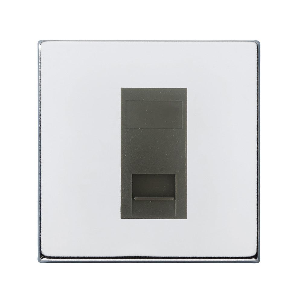 Hartland G2 7G27TCSQG 1 gang Telephone Slave Bright Chrome with Quartz Grey Inserts