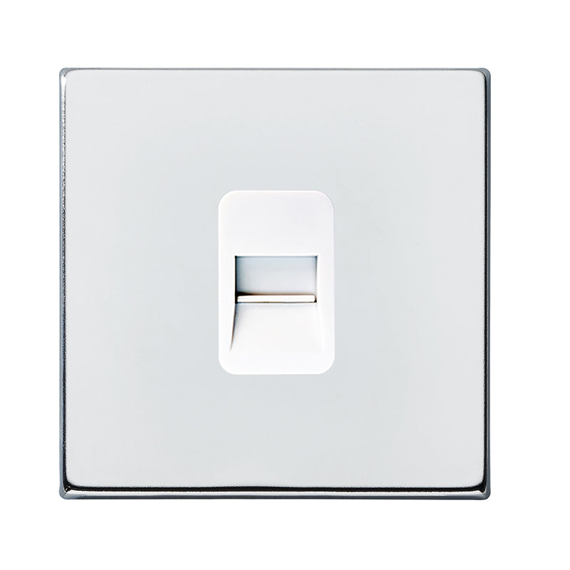 Hartland G2 7G27TCSW 1 gang Telephone Slave Bright Chrome with White Inserts