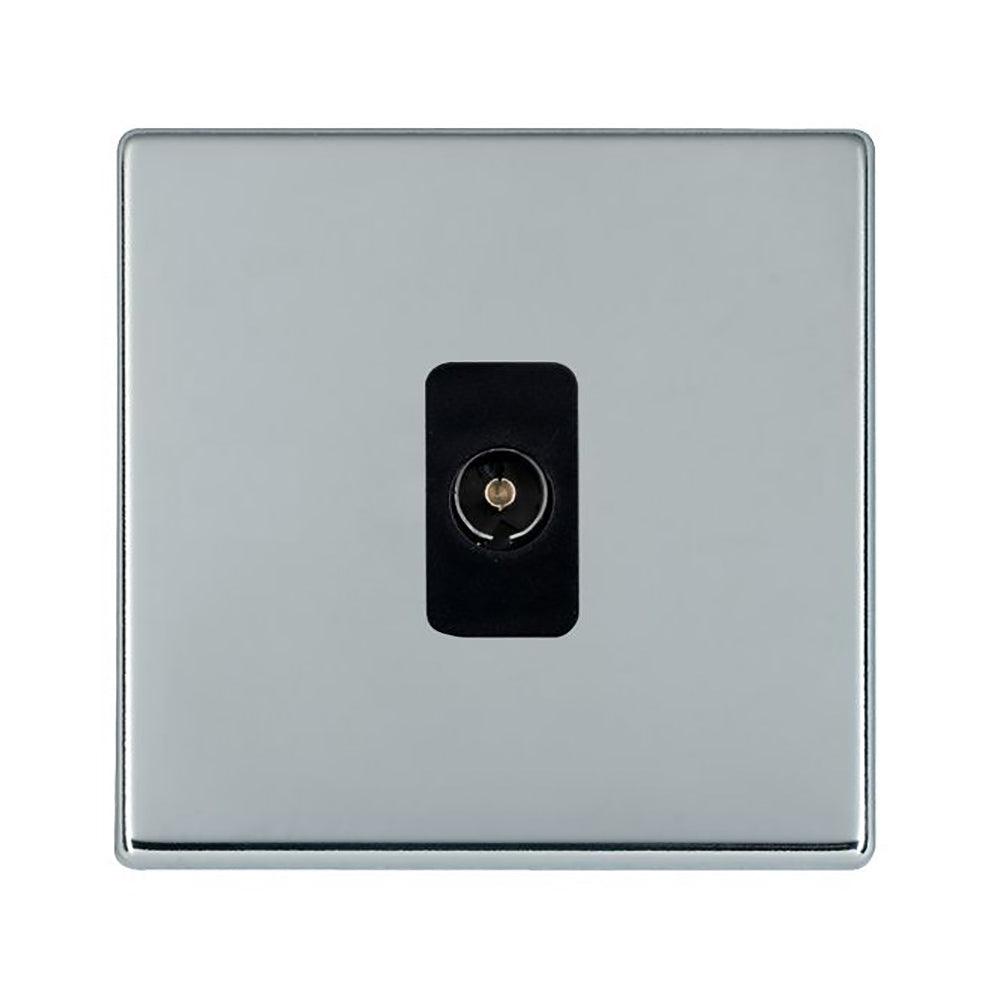 Hartland G2 7G27TVB 1 gang Non-Isolated TV 1in/1out Bright Chrome with Black Inserts