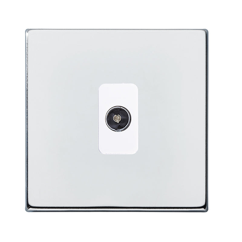 Hartland G2 7G27TVW 1 gang Non-Isolated TV 1in/1out Bright Chrome with White Inserts