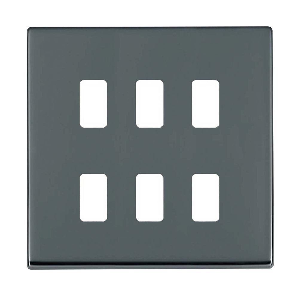 Hartland G2 7G286MFL 6 Module Front Loading Aperture Plate with Grid and Gasket Black Nickel