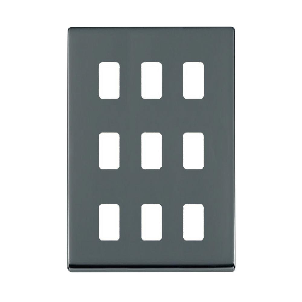Hartland G2 7G289MFL 9 Module Front Loading Aperture Plate with Grid and Gasket Black Nickel