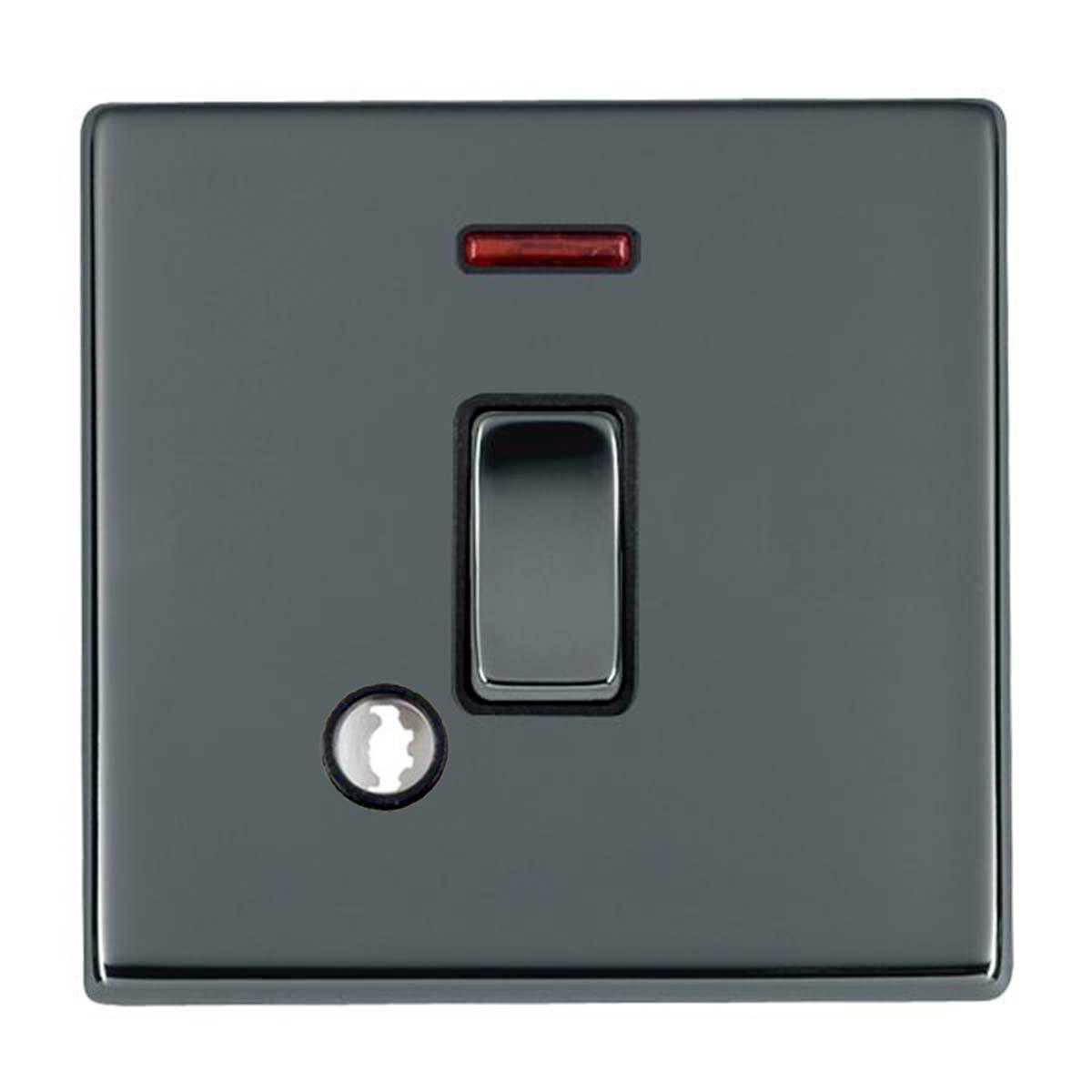 Hartland G2 7G28DPNCBK-B 1 gang 20AX Double Pole Rocker + Neon + Cable Outlet Black Nickel with Black Nickel/Black Inserts