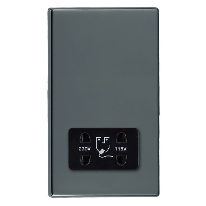 Hartland G2 7G28SHSB Shaver Dual Voltage Unswitched Socket (Vertically Mounted) Black Nickel with Black Inserts