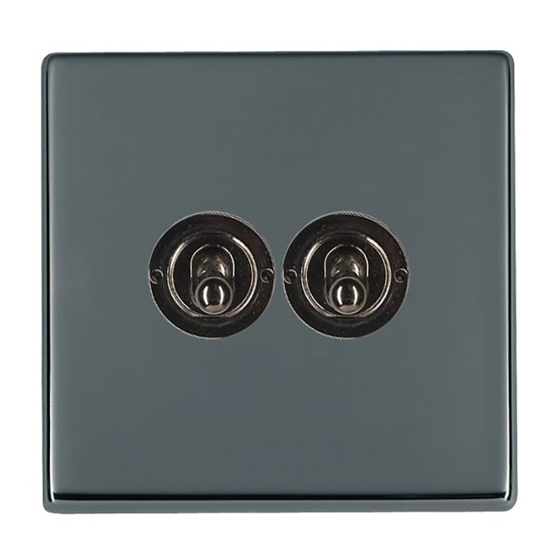 Hartland G2 7G28T22 2 gang 20AX 2 Way FL Toggle Black Nickel with Black Nickel Inserts