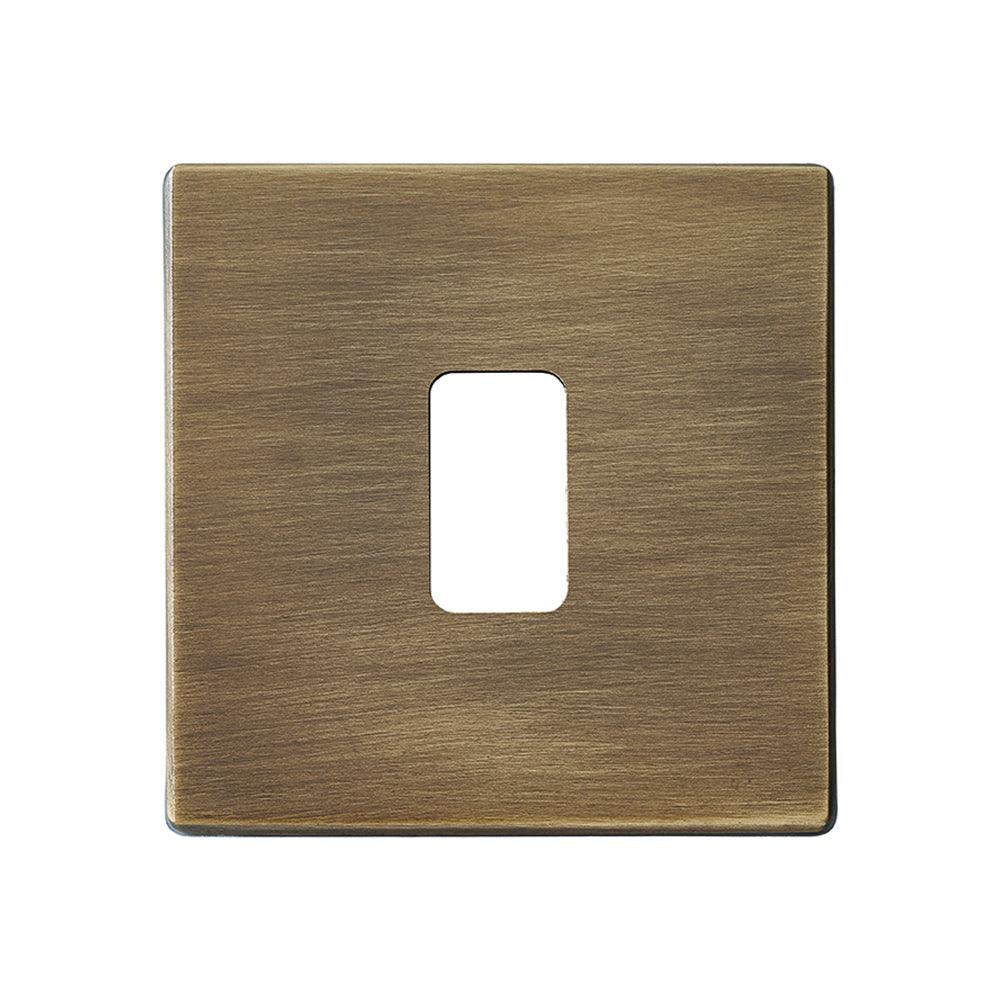 Hartland G2 7G291MFL 1 Module Front Loading Aperture Plate with Grid and Gasket Antique Brass
