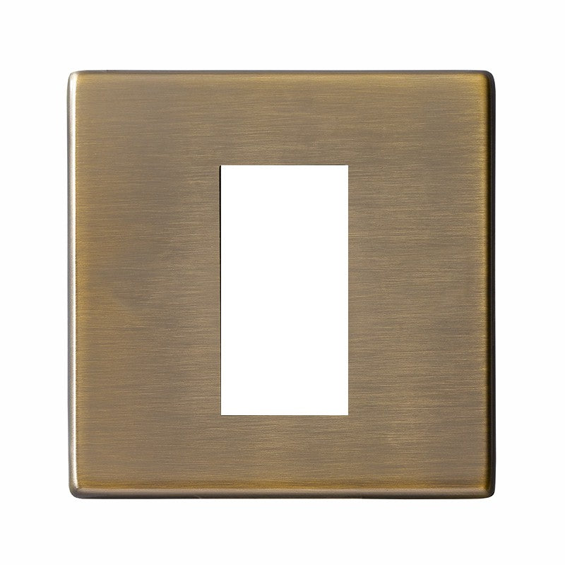 Hartland G2 7G29EURO1 1 gang EuroFix 25x50mm Apertured Plate with Grid Antique Brass