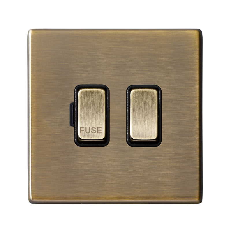 Hartland G2 7G29SPAB-B 1 gang 13A Double Pole Fused Spur Antique Brass with Antique Brass/Black Inserts