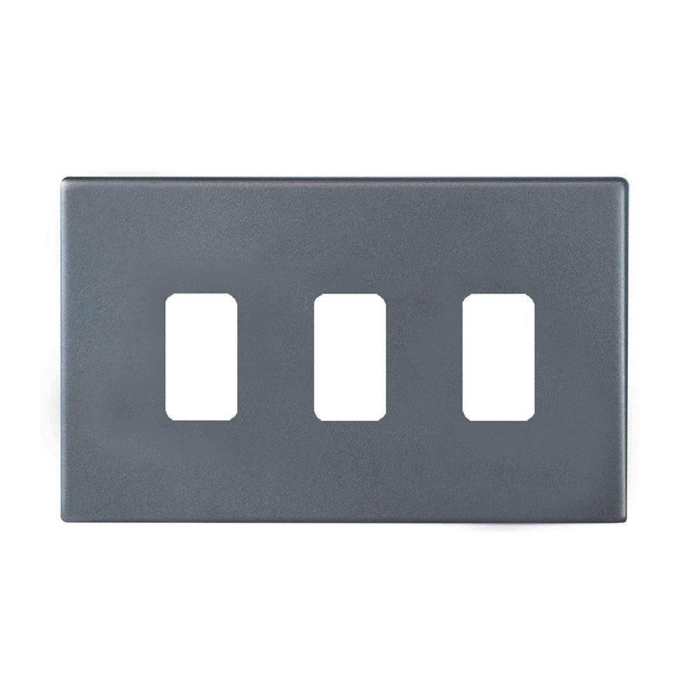 Hartland G2 7G2A3MFL 3 Module Front Loading Aperture Plate with Grid and Gasket Anthra Gray