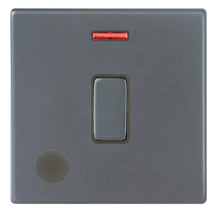 Hartland G2 7G2ADPNCGA-QG 1 gang 20AX Double Pole Rocker + Neon + Cable Outlet Anthra Gray with Anthra Gray/Quartz Grey Inserts