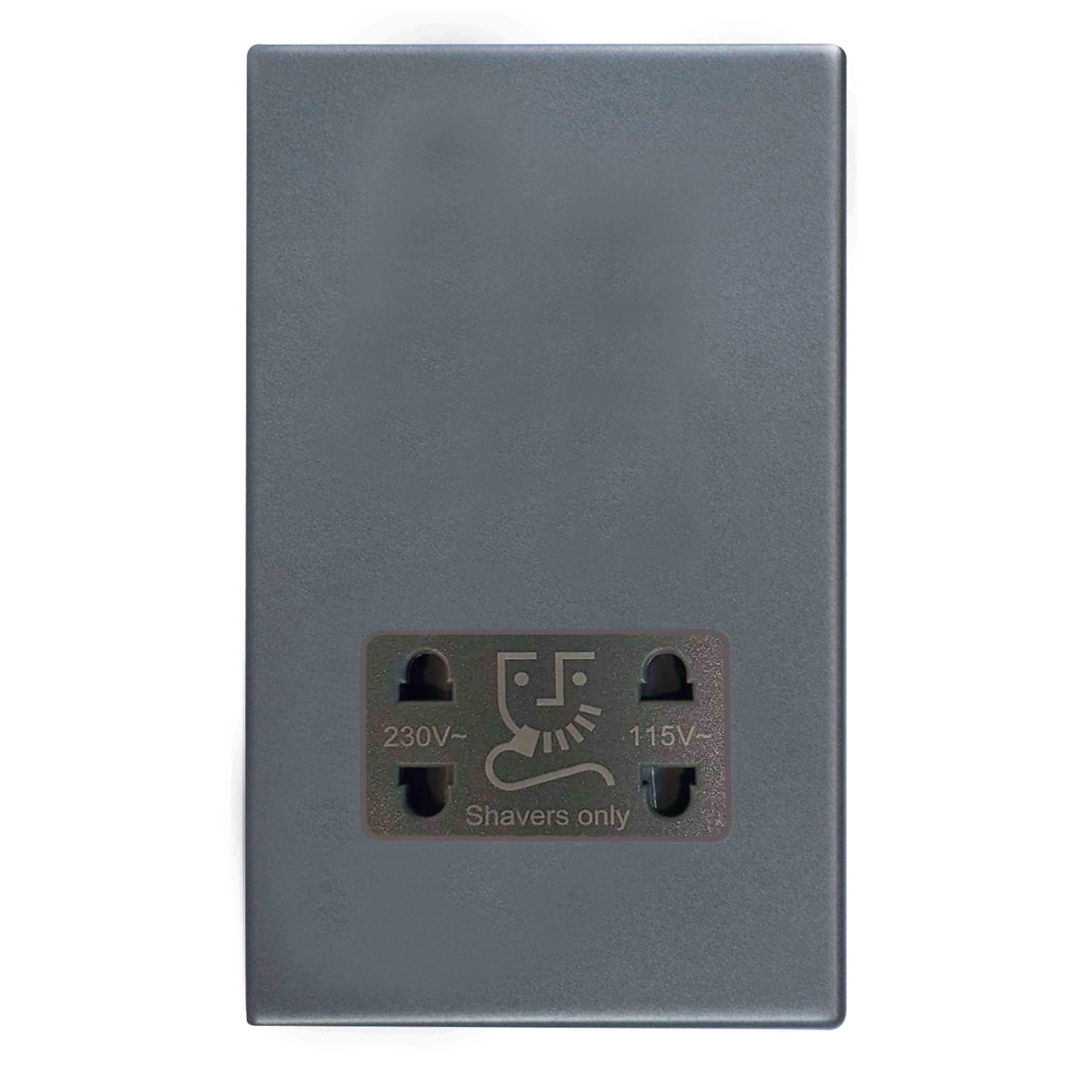 Hartland G2 7G2ASHSQG Shaver Dual Voltage Unswitched Socket (Vertically Mounted) Anthra Gray with Quartz Grey Inserts