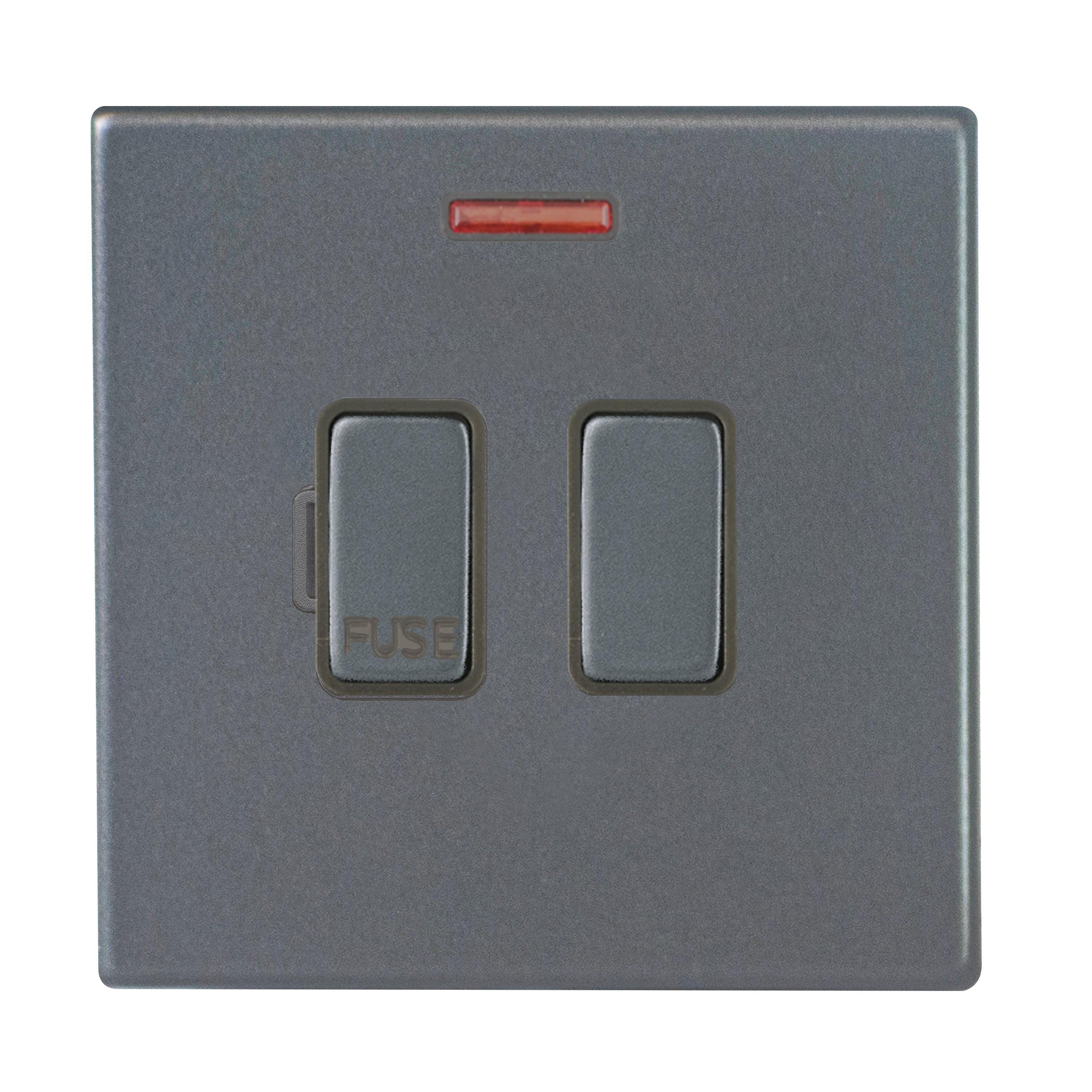 Hartland G2 7G2ASPNGA-QG 1 gang 13A Double Pole Fused Spur + Neon Anthra Gray with Anthra Gray/Quartz Grey Inserts