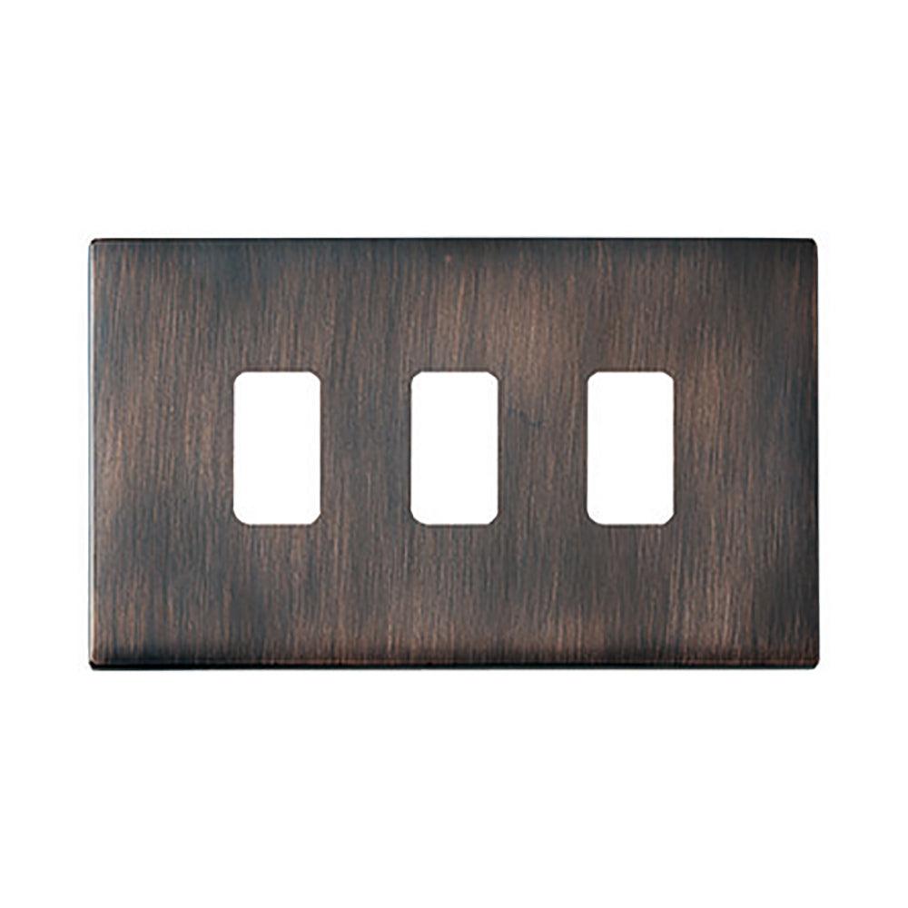 Hartland G2 7G2EB3MFL 3 Module Front Loading Aperture Plate with Grid and Gasket Etrium Bronze
