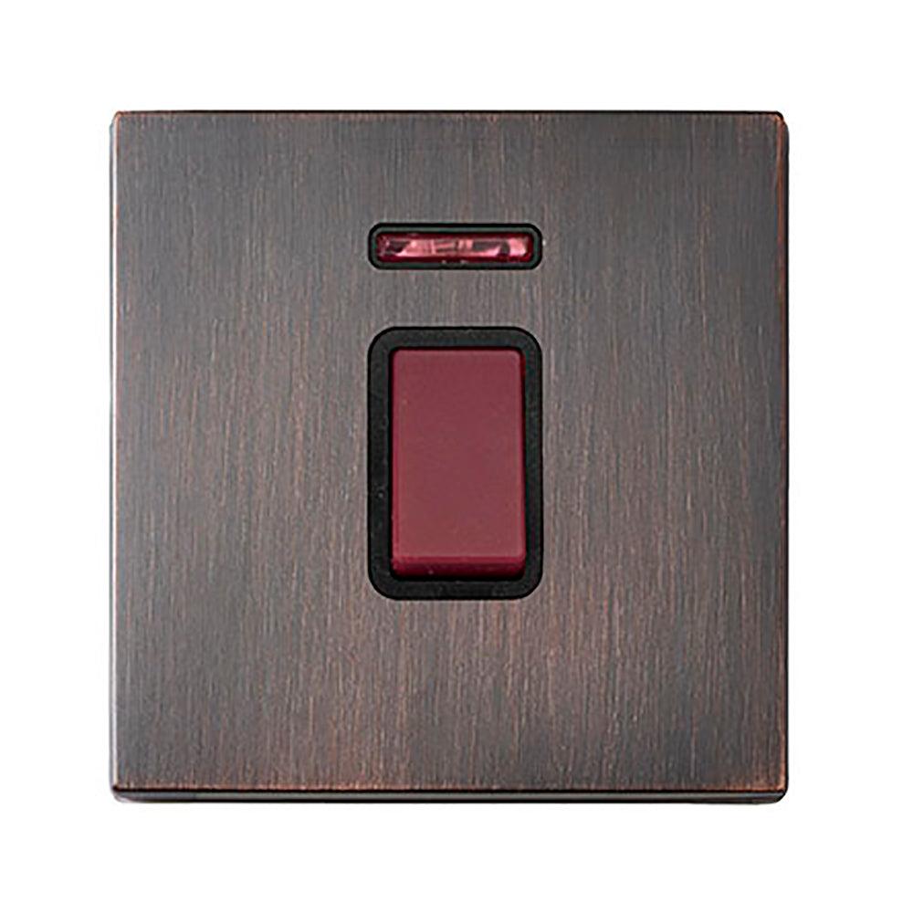 Hartland G2 7G2EB45NB 1 gang 45A Double Pole Red Rocker + Neon Etrium Bronze with Red/Black Inserts