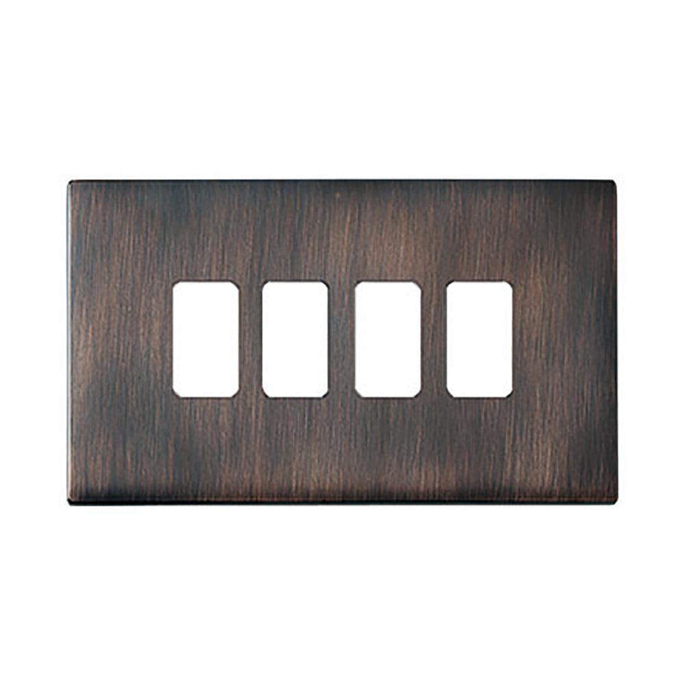Hartland G2 7G2EB4MFL 4 Module Front Loading Aperture Plate with Grid and Gasket Etrium Bronze