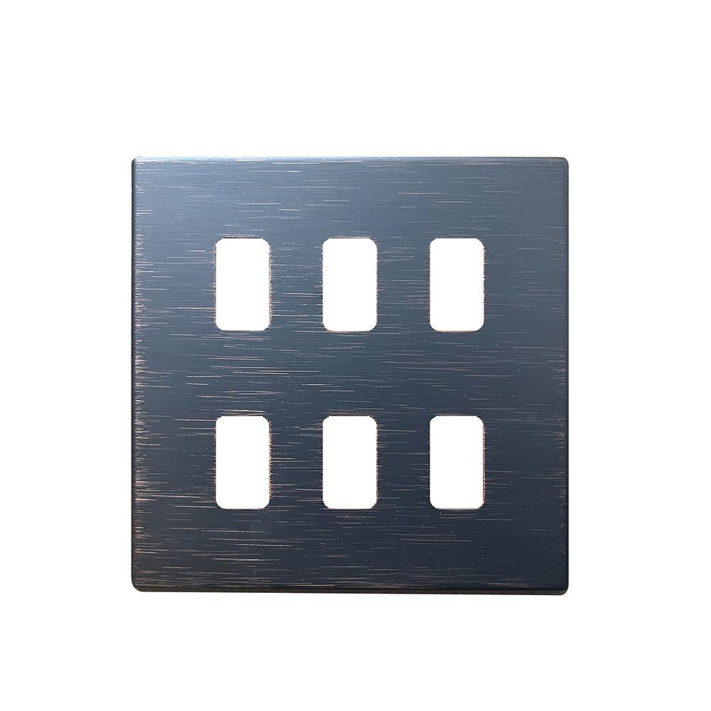 Hartland G2 7G2EB6MFL 6 Module Front Loading Aperture Plate with Grid and Gasket Etrium Bronze