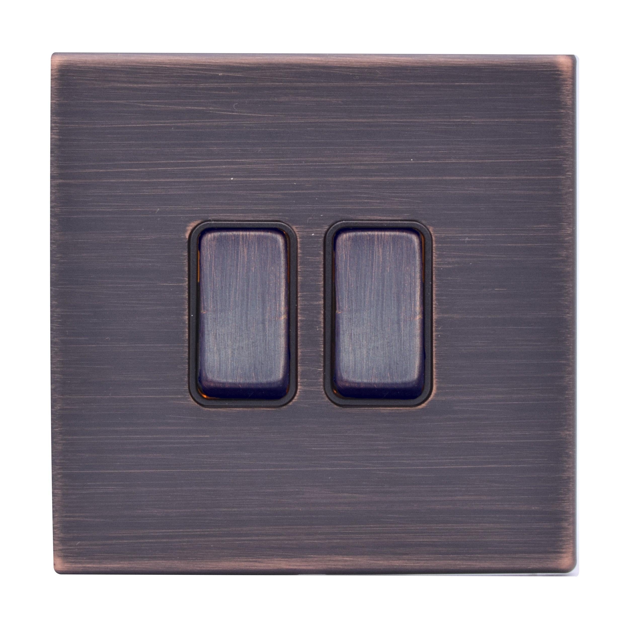 Hartland G2 7G2EBR22EB-B 2 gang 10AX 2 Way Rocker Etrium Bronze with Etrium Bronze/Black Inserts