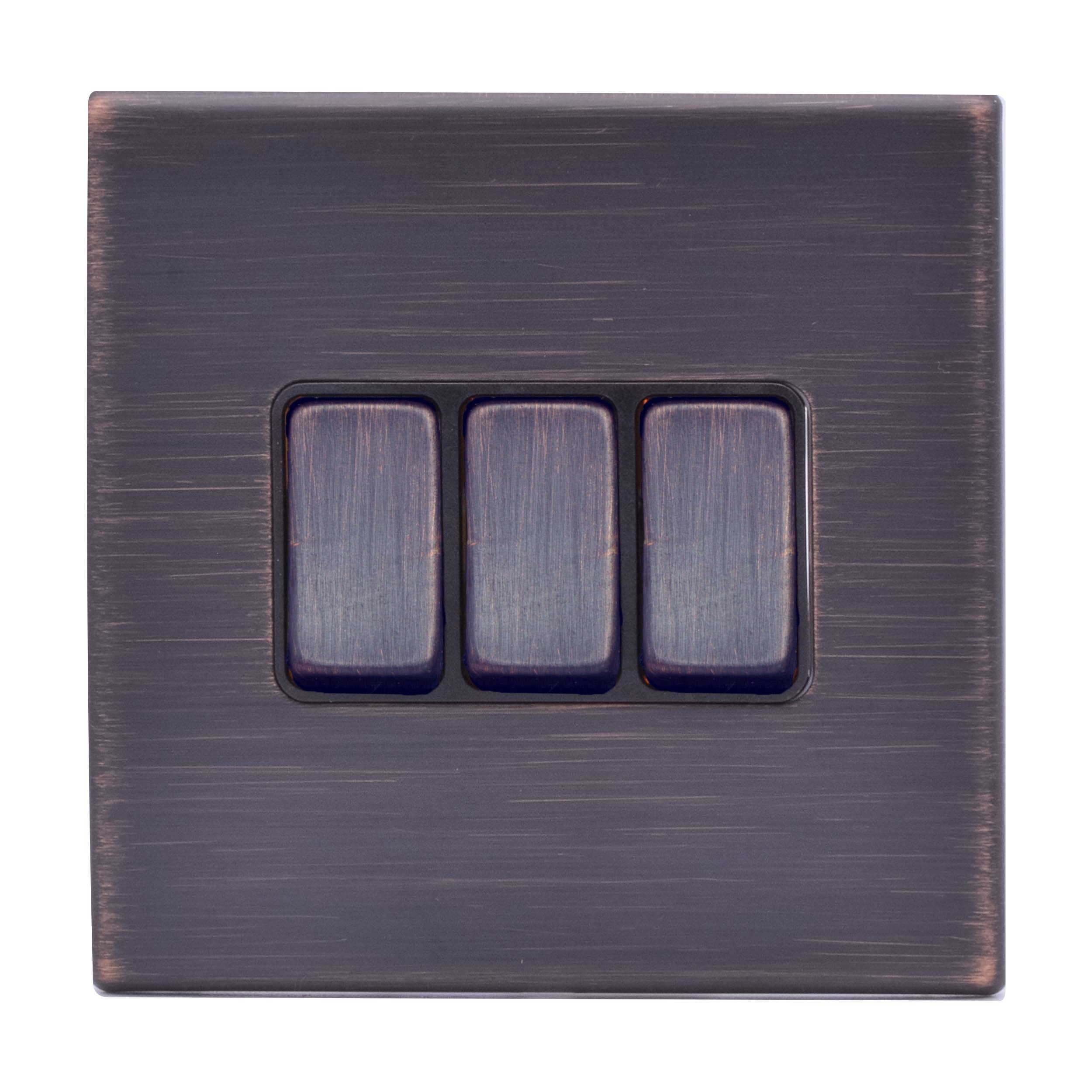 Hartland G2 7G2EBR23EB-B 3 gang 10AX 2 Way Rocker Etrium Bronze with Etrium Bronze/Black Inserts