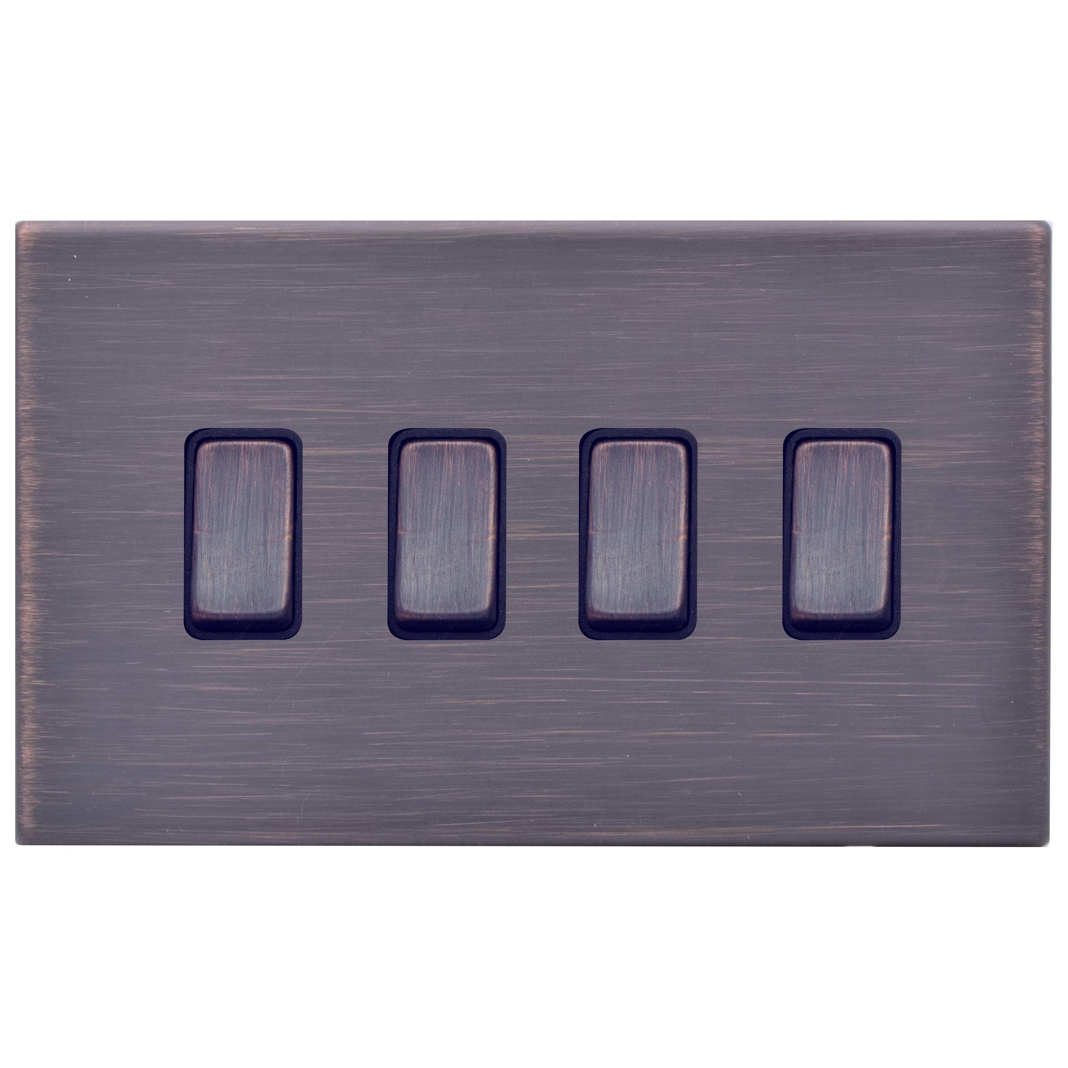 Hartland G2 7G2EBR24EB-B 4 gang 10AX 2 Way Rocker Etrium Bronze with Etrium Bronze/Black Inserts