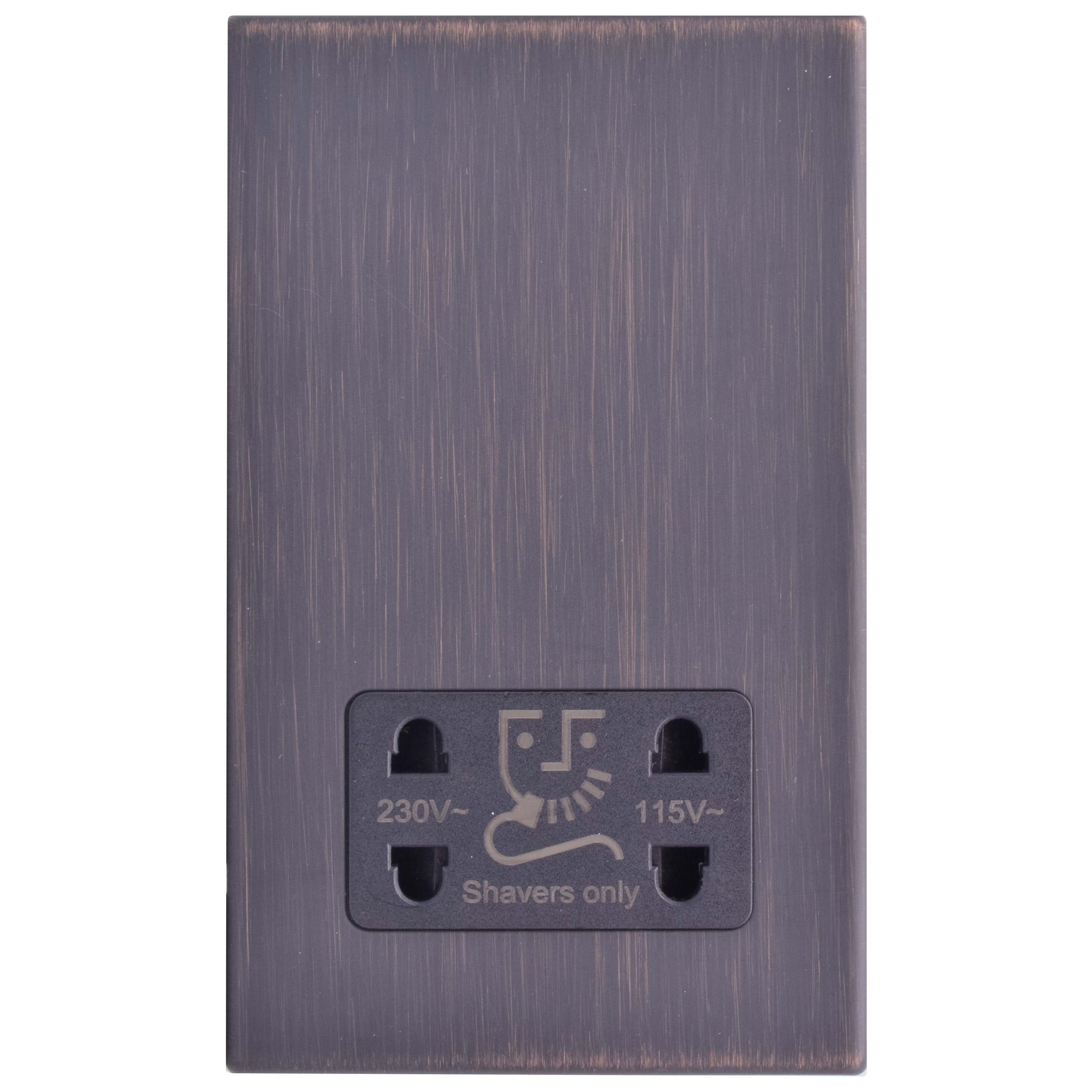 Hartland G2 7G2EBSHSB Shaver Dual Voltage Unswitched Socket (Vertically Mounted) Etrium Bronze with Black Inserts