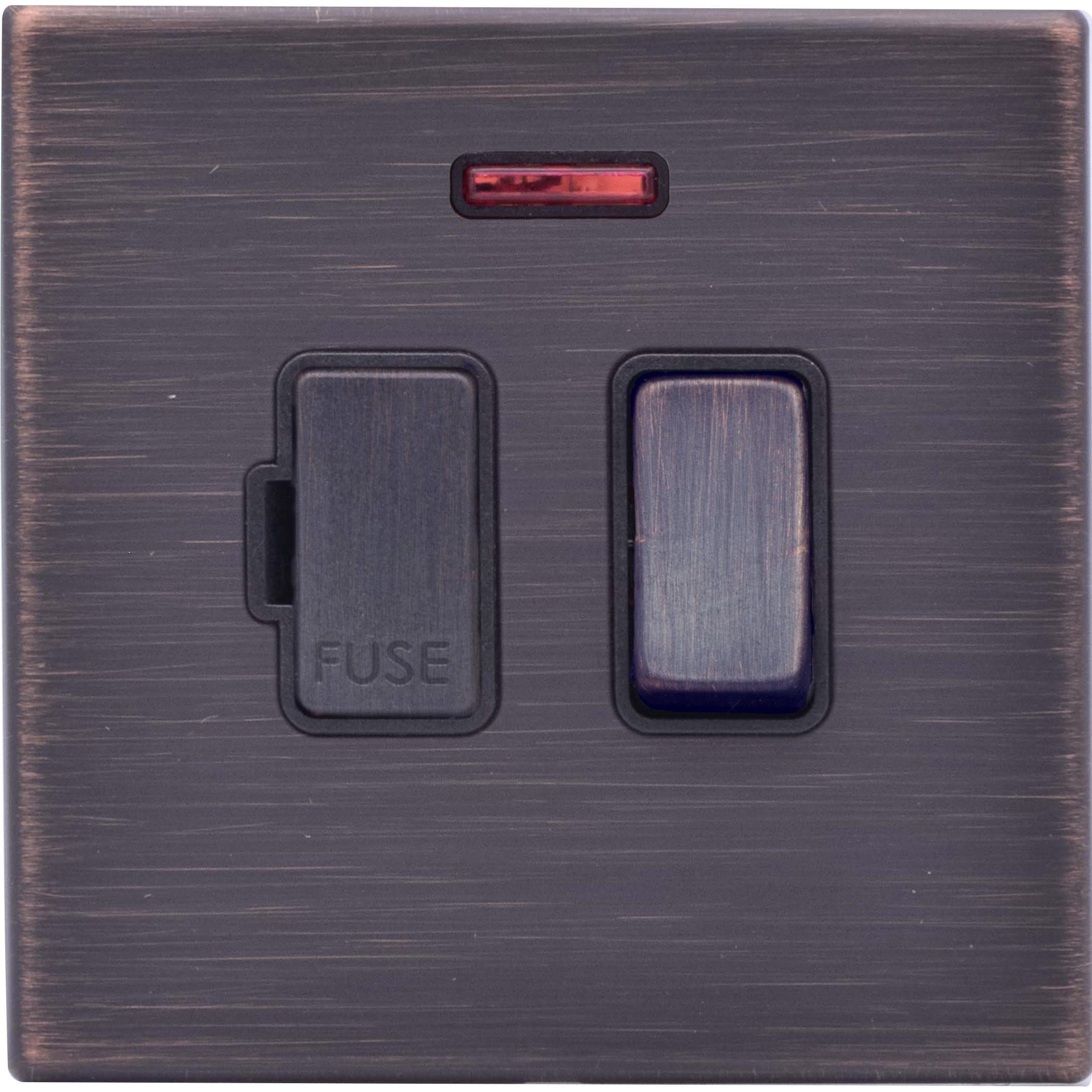 Hartland G2 7G2EBSPNEB-B 1 gang 13A Double Pole Fused Spur + Neon Etrium Bronze with Etrium Bronze/Black Inserts