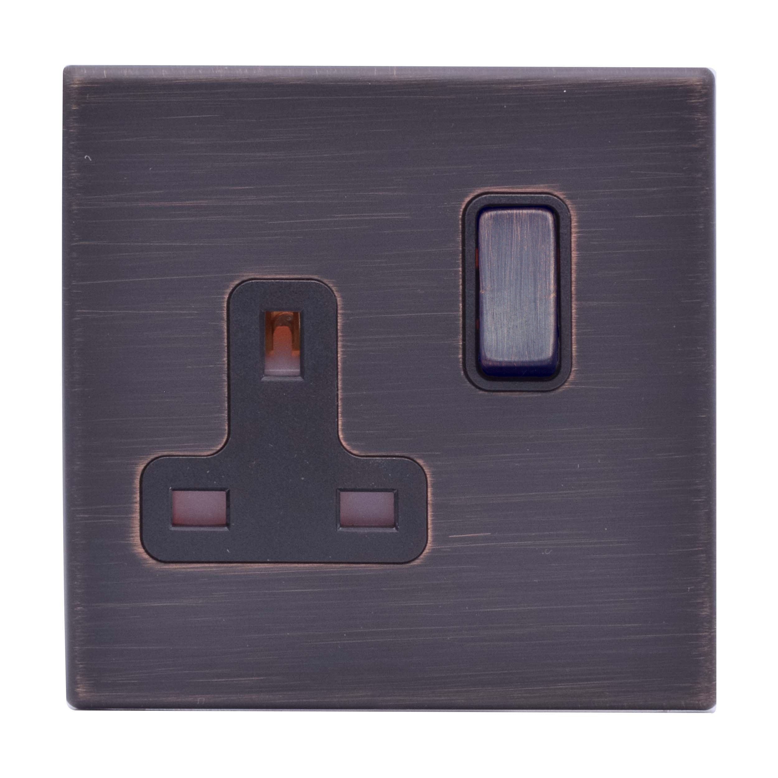 Hartland G2 7G2EBSS1EB-B 1 gang 13A Double Pole Switched Socket Etrium Bronze with Etrium Bronze/Black Inserts