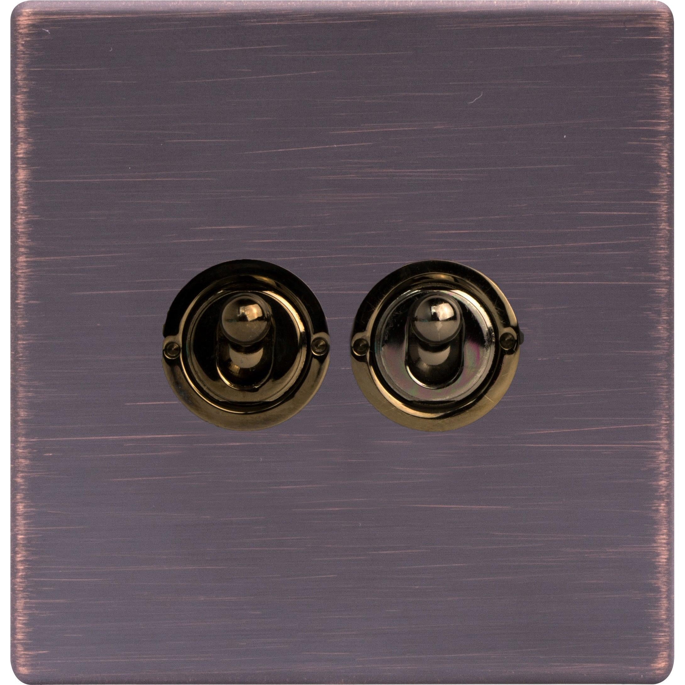 Hartland G2 7G2EBT22 2 gang 20AX 2 Way FL Toggle Etrium Bronze with Etrium Bronze Inserts