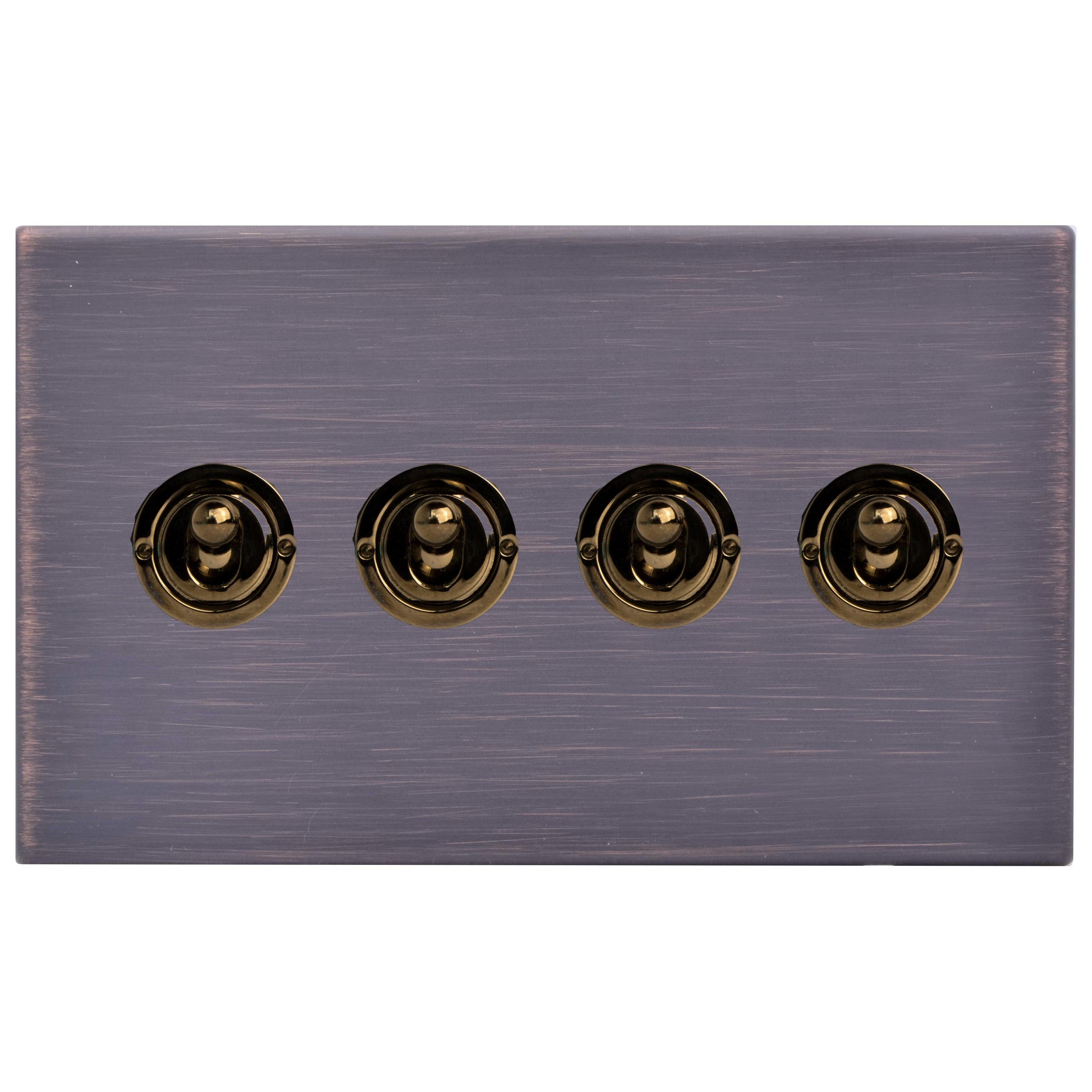 Hartland G2 7G2EBT24 4 gang 20AX 2 Way FL Toggle Etrium Bronze with Etrium Bronze Inserts