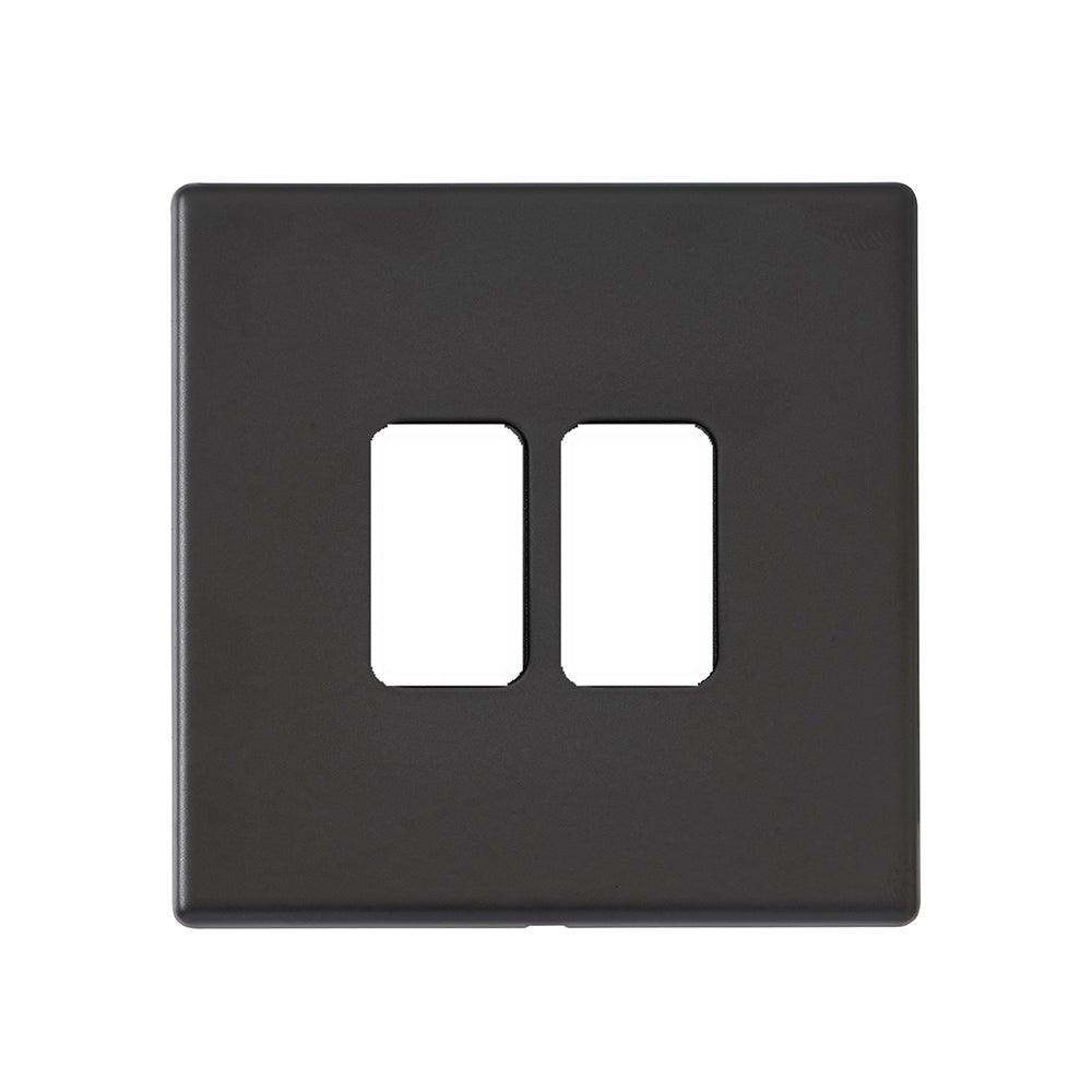 Hartland G2 7G2MB2MFL 2 Module Front Loading Aperture Plate with Grid and Gasket Matt Black