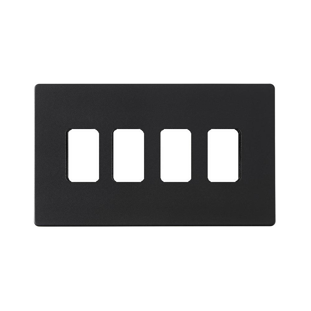 Hartland G2 7G2MB4MFL 4 Module Front Loading Aperture Plate with Grid and Gasket Matt Black