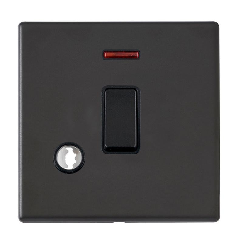 Hartland G2 7G2MBDPNCBL-B 1 gang 20AX Double Pole Rocker + Neon + Cable Outlet Matt Black with Black/Black Inserts