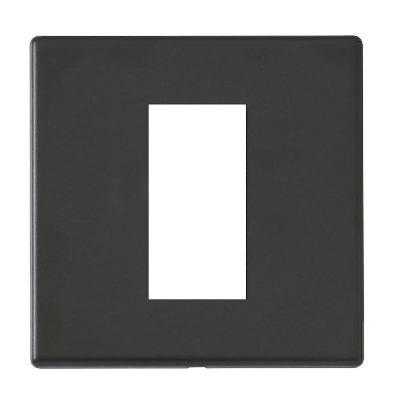 Hartland G2 7G2MBEURO1 1 gang EuroFix 25x50mm Apertured Plate with Grid Matt Black