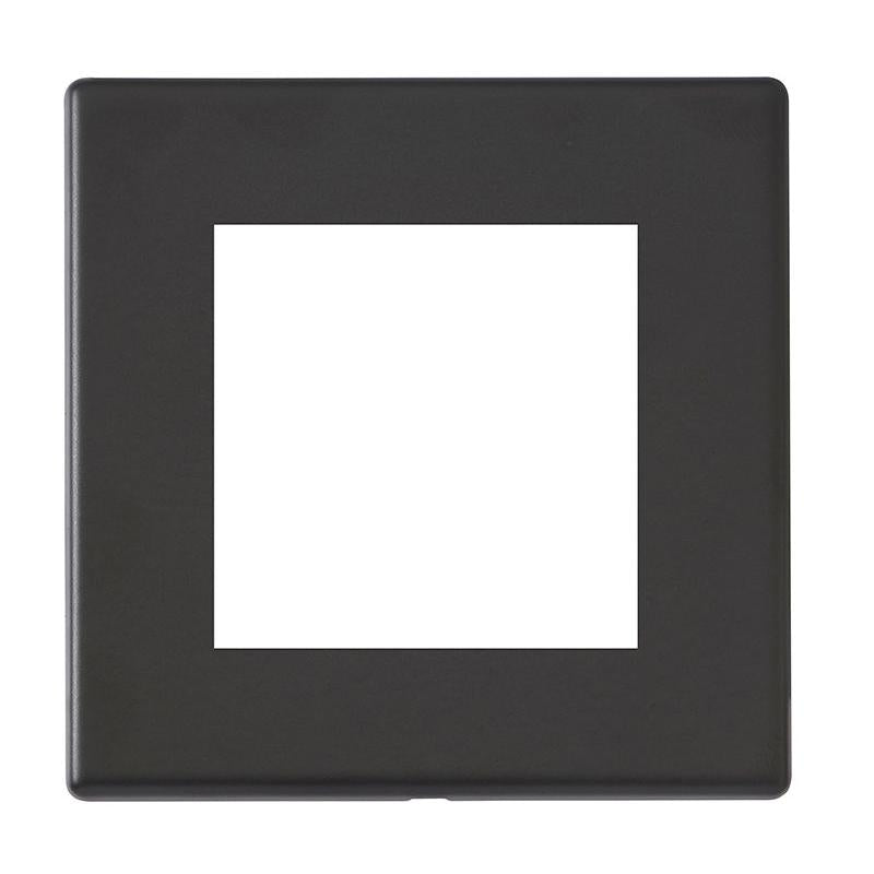 Hartland G2 7G2MBEURO2 2 gang EuroFix 50x50mm Apertured Plate with Grid Matt Black