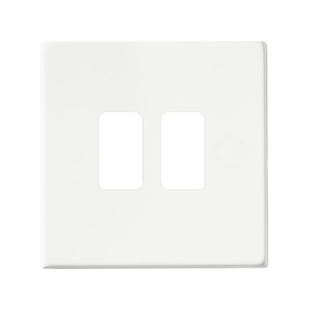 Hartland G2 7G2MW2MFL 2 Module Front Loading Aperture Plate with Grid and Gasket Matt White