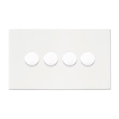 Hartland G2 7G2MW4XLEDITB100 4 gang 100W LED Trailing/Leading Edge Push On/Off Rotary 2 Way Switching Dimmer Matt White with Matt White Inserts